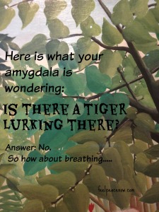 The little alarm detector in your brain is searching for danger.... Breathing mindfully will help it quiet.